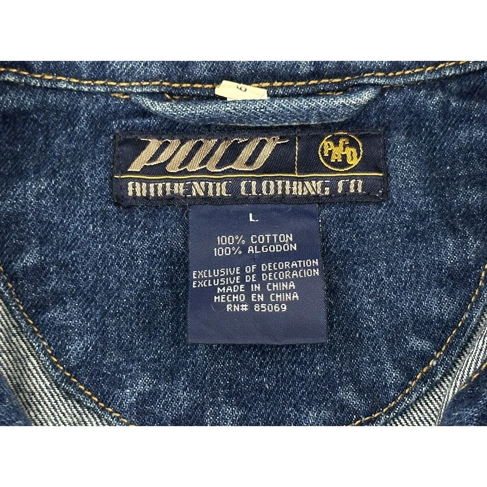 Paco Denim‎ Jacket Youth L Blue Spellout Embroidered 90s Grunge Skater Vintage